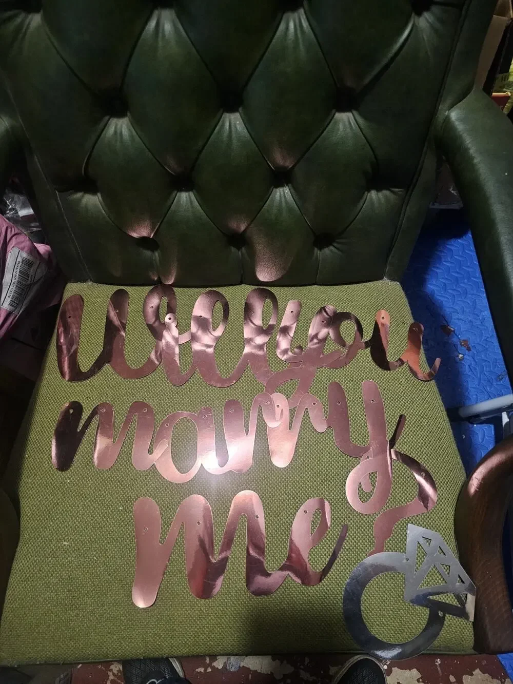 Romantic Proposal Set MARRY ME Balloon Rose Gold Champagne Faux Petals NIP
